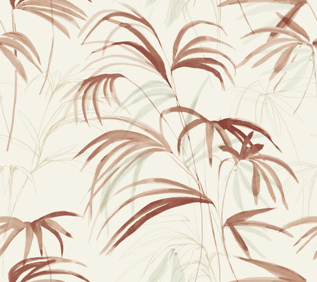 Candice Olson Inky Clay Palms Red Wallpaper