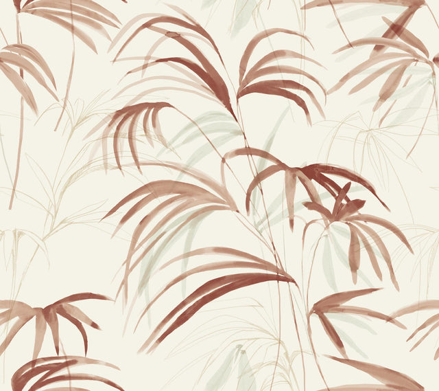 Candice Olson Inky Clay Palms Red Wallpaper