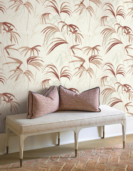 Candice Olson Inky Clay Palms Red Wallpaper
