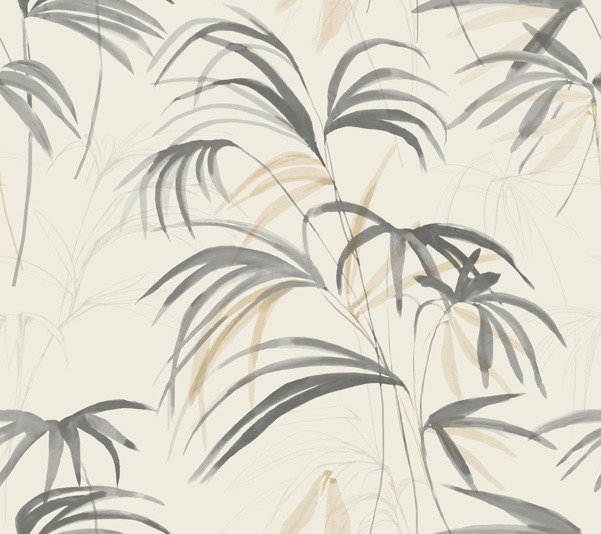 Candice Olson Inky Warm Neutral Palms Grey Wallpaper