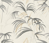 Candice Olson Inky Warm Neutral Palms Grey Wallpaper