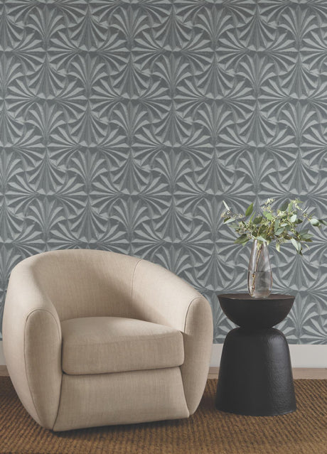 Candice Olson Sculpted Charcoal Fans Grey Wallpaper