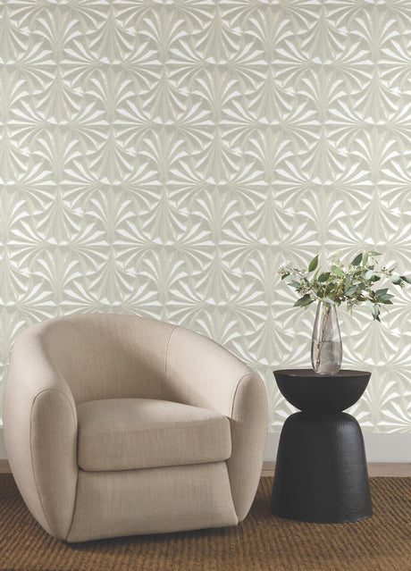 Candice Olson Sculpted Ivory Fans Off-White Wallpaper