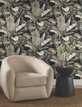 Candice Olson Tropical Black Cabana Black Wallpaper
