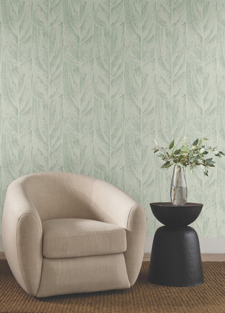 Candice Olson Dicot Spa Leaf Blue Wallpaper