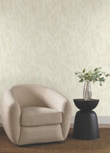 Candice Olson Dicot Neutral Leaf Grey Wallpaper