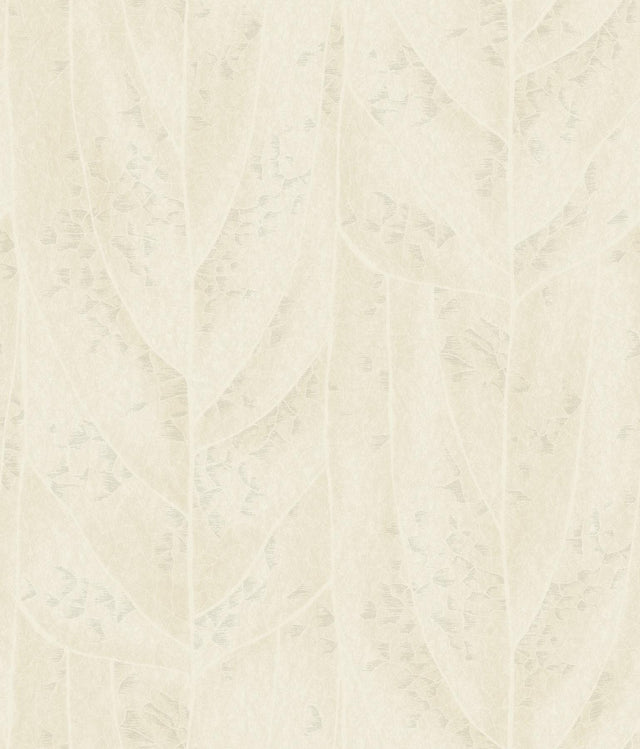 Candice Olson Dicot Pearl Leaf White Wallpaper