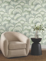 Candice Olson Abalone Seaglass Fans Green Wallpaper