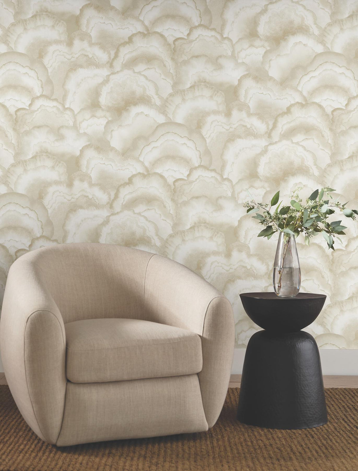 Candice Olson Abalone Sand Fans Beige Wallpaper