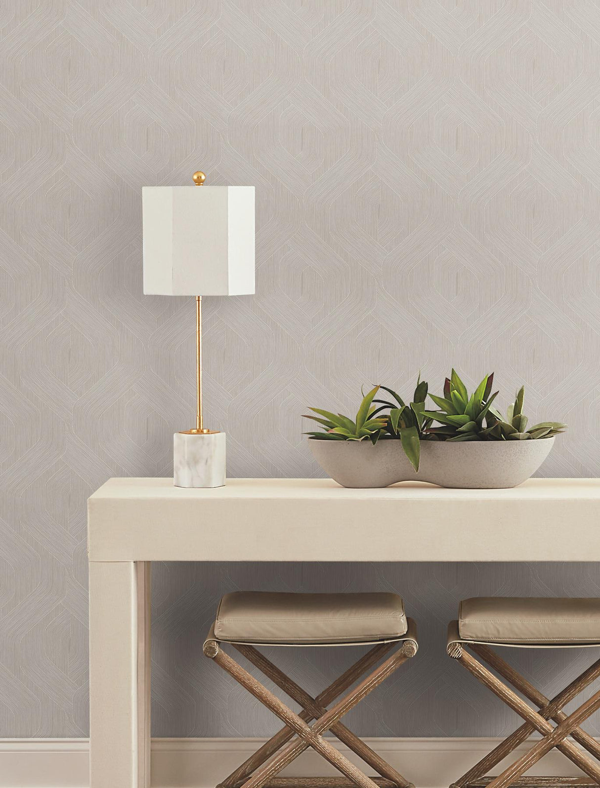 Candice Olson Fine Line Taupe Geometric Brown Wallpaper