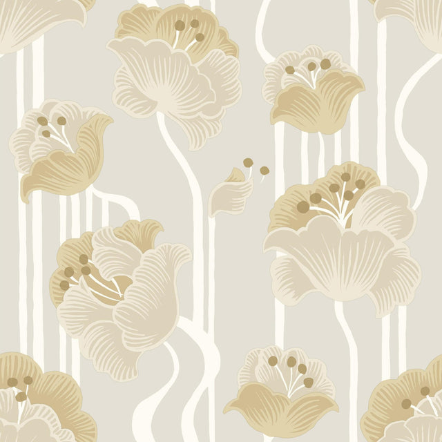 York Wallcoverings Shirley Neutral Deco Floral Peel & Stick Beige Wallpaper