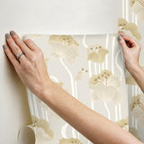 York Wallcoverings Shirley Neutral Deco Floral Peel & Stick Beige Wallpaper