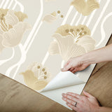 York Wallcoverings Shirley Neutral Deco Floral Peel & Stick Beige Wallpaper