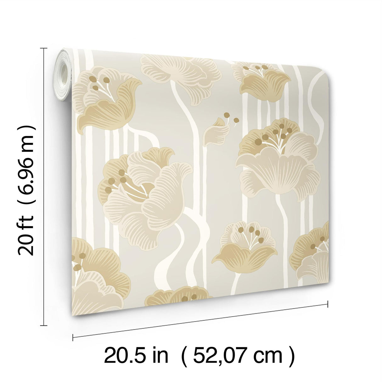 York Wallcoverings Shirley Neutral Deco Floral Peel & Stick Beige Wallpaper