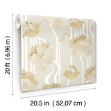 York Wallcoverings Shirley Neutral Deco Floral Peel & Stick Beige Wallpaper