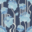 York Wallcoverings Shirley Blue Deco Floral Peel & Stick Blue Wallpaper