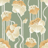 York Wallcoverings Shirley Green Deco Floral Peel & Stick Yellow Wallpaper