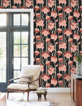 York Wallcoverings Shirley Coral Deco Floral Peel & Stick Pink Wallpaper