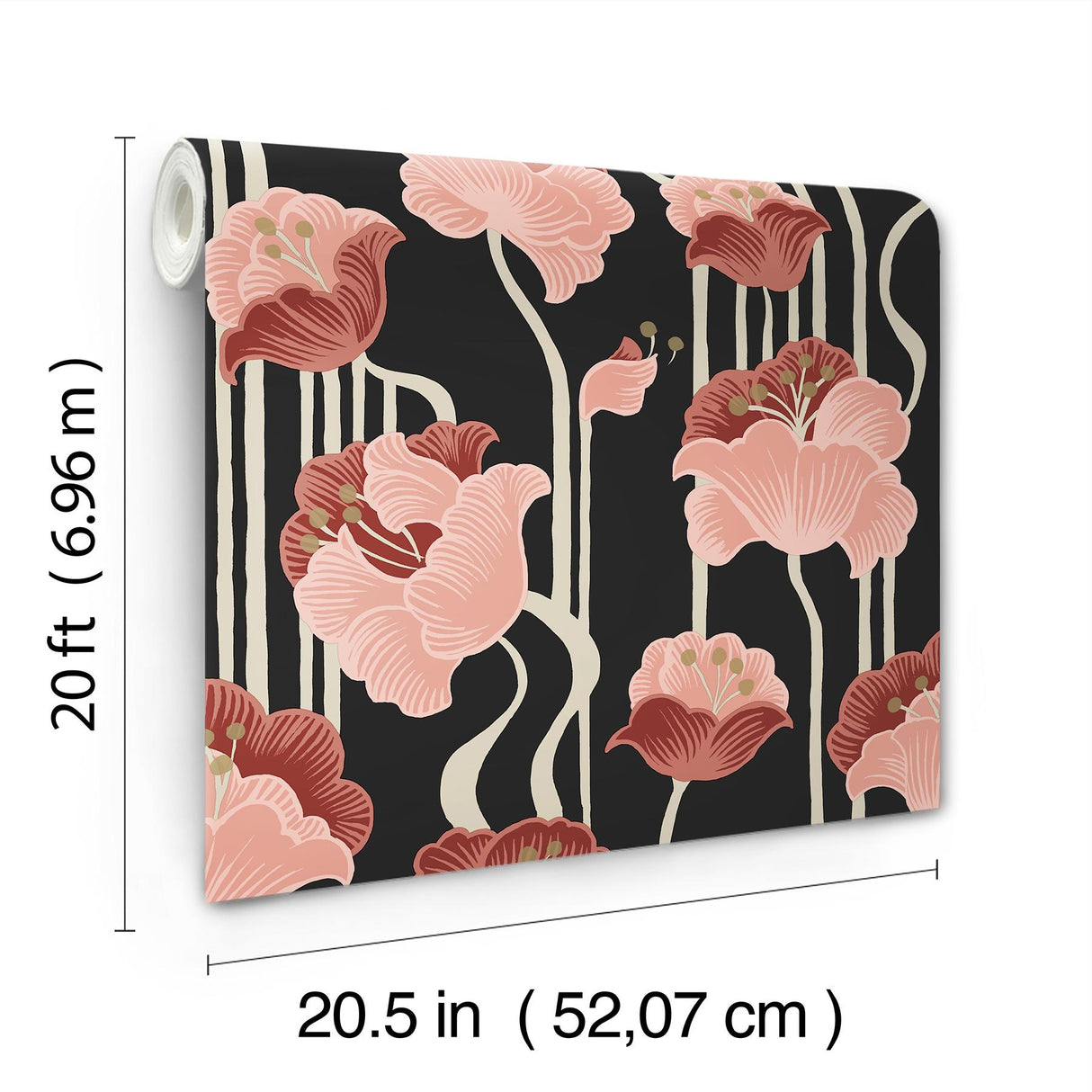 York Wallcoverings Shirley Coral Deco Floral Peel & Stick Pink Wallpaper