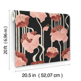 York Wallcoverings Shirley Coral Deco Floral Peel & Stick Pink Wallpaper