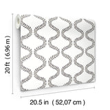 York Wallcoverings Florentine Soft Black Vine Trellis Peel & Stick Black Wallpaper