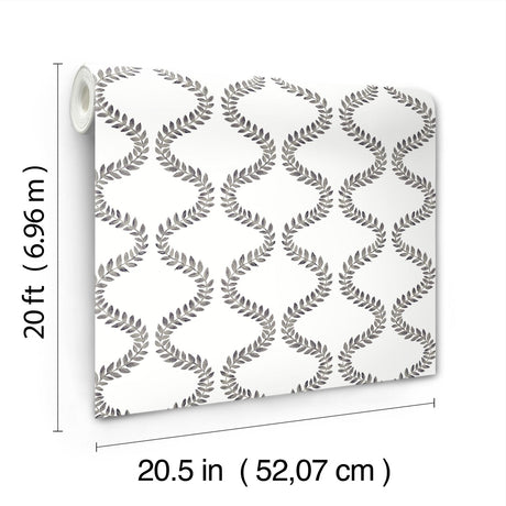 York Wallcoverings Florentine Soft Black Vine Trellis Peel & Stick Black Wallpaper