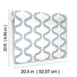 York Wallcoverings Florentine Blue Vine Trellis Peel & Stick Blue Wallpaper