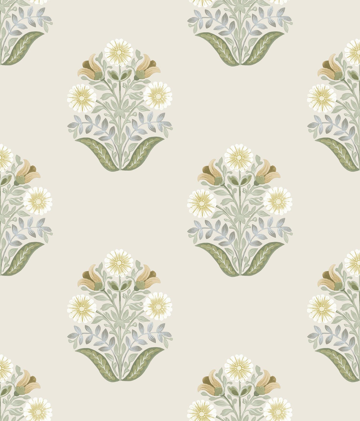 York Wallcoverings Sophie Sage Floral Medallion Peel & Stick Green Wallpaper