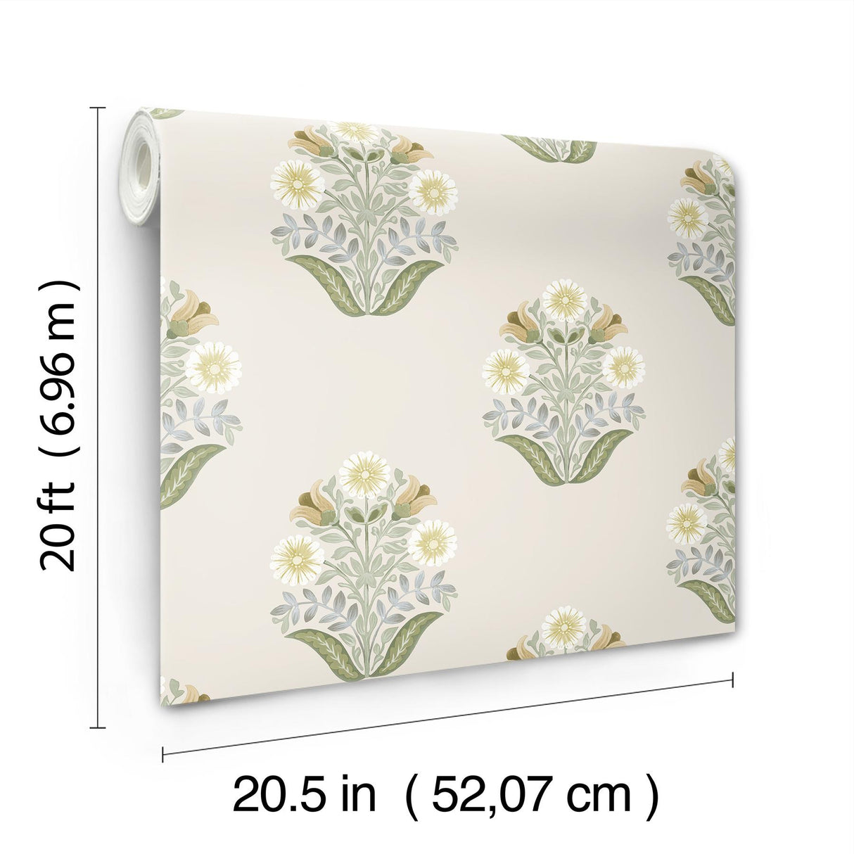 York Wallcoverings Sophie Sage Floral Medallion Peel & Stick Green Wallpaper