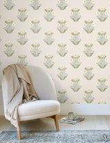 York Wallcoverings Sophie Sage Floral Medallion Peel & Stick Green Wallpaper