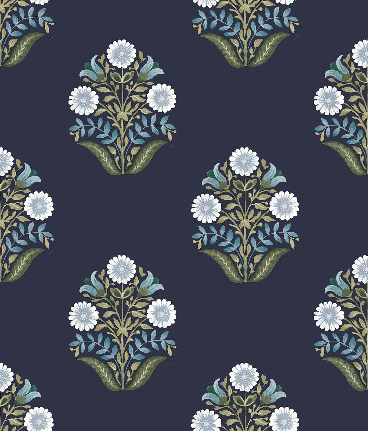 York Wallcoverings Sophie Navy Floral Medallion Peel & Stick Blue Wallpaper