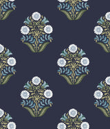 York Wallcoverings Sophie Navy Floral Medallion Peel & Stick Blue Wallpaper