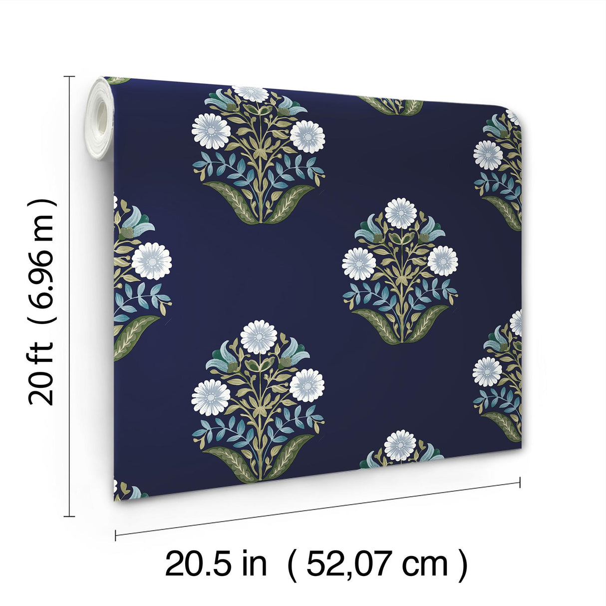 York Wallcoverings Sophie Navy Floral Medallion Peel & Stick Blue Wallpaper