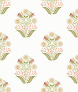 York Wallcoverings Sophie Pink Floral Medallion Peel & Stick Green Wallpaper