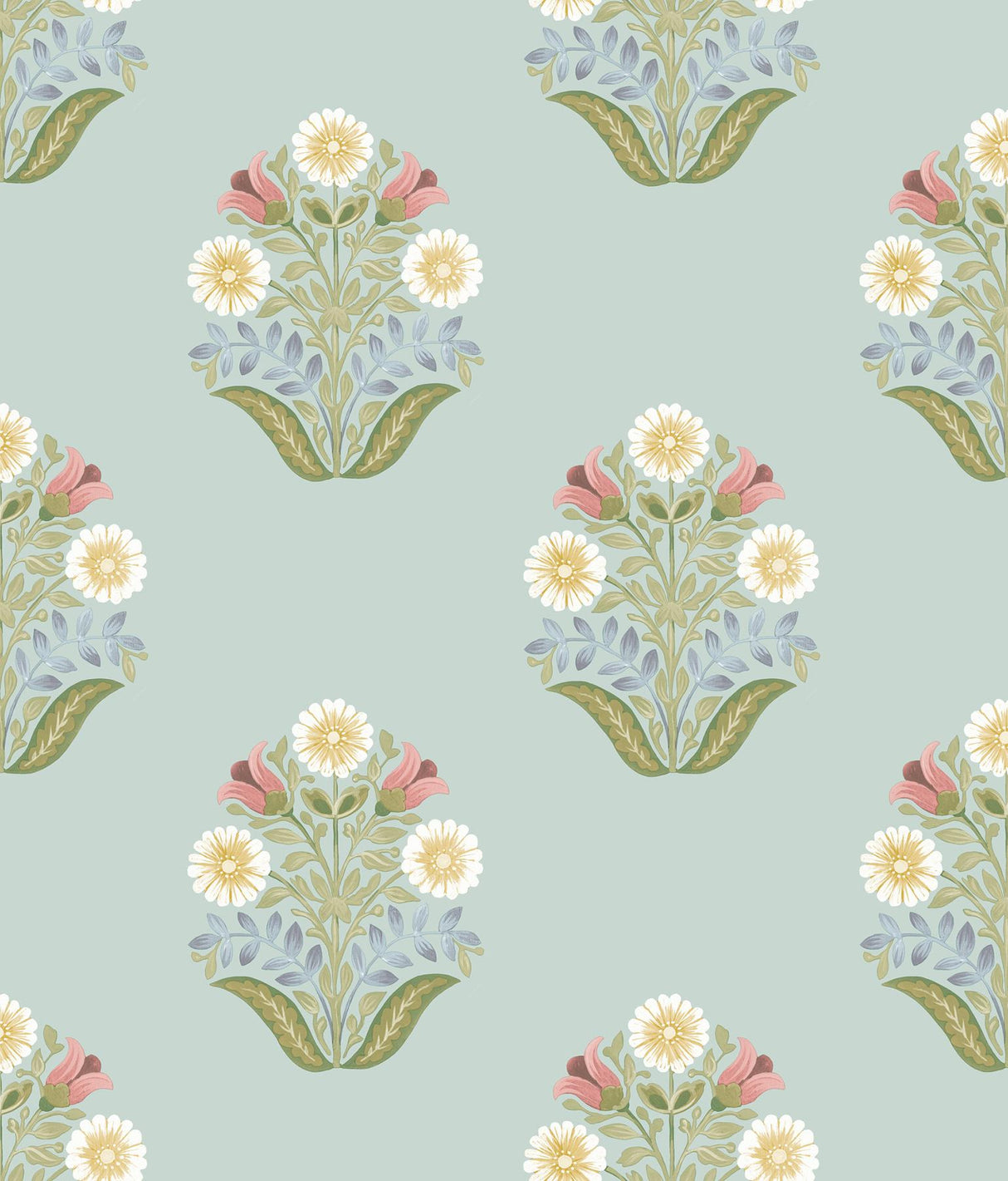 York Wallcoverings Sophie Aqua Floral Medallion Peel & Stick Blue Wallpaper