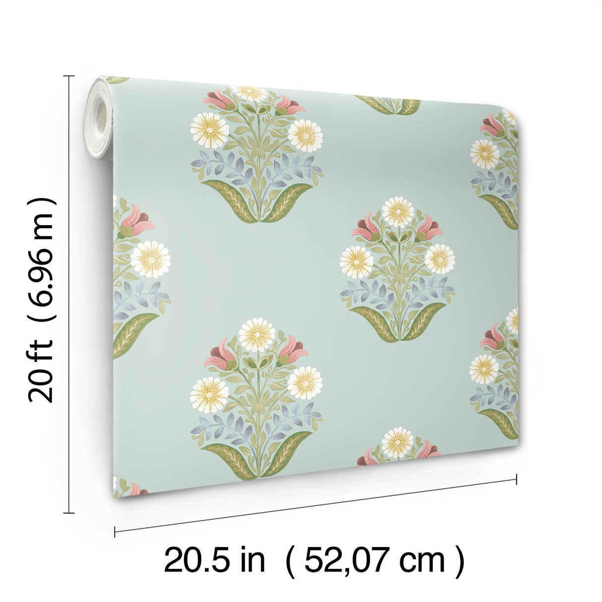 York Wallcoverings Sophie Aqua Floral Medallion Peel & Stick Blue Wallpaper