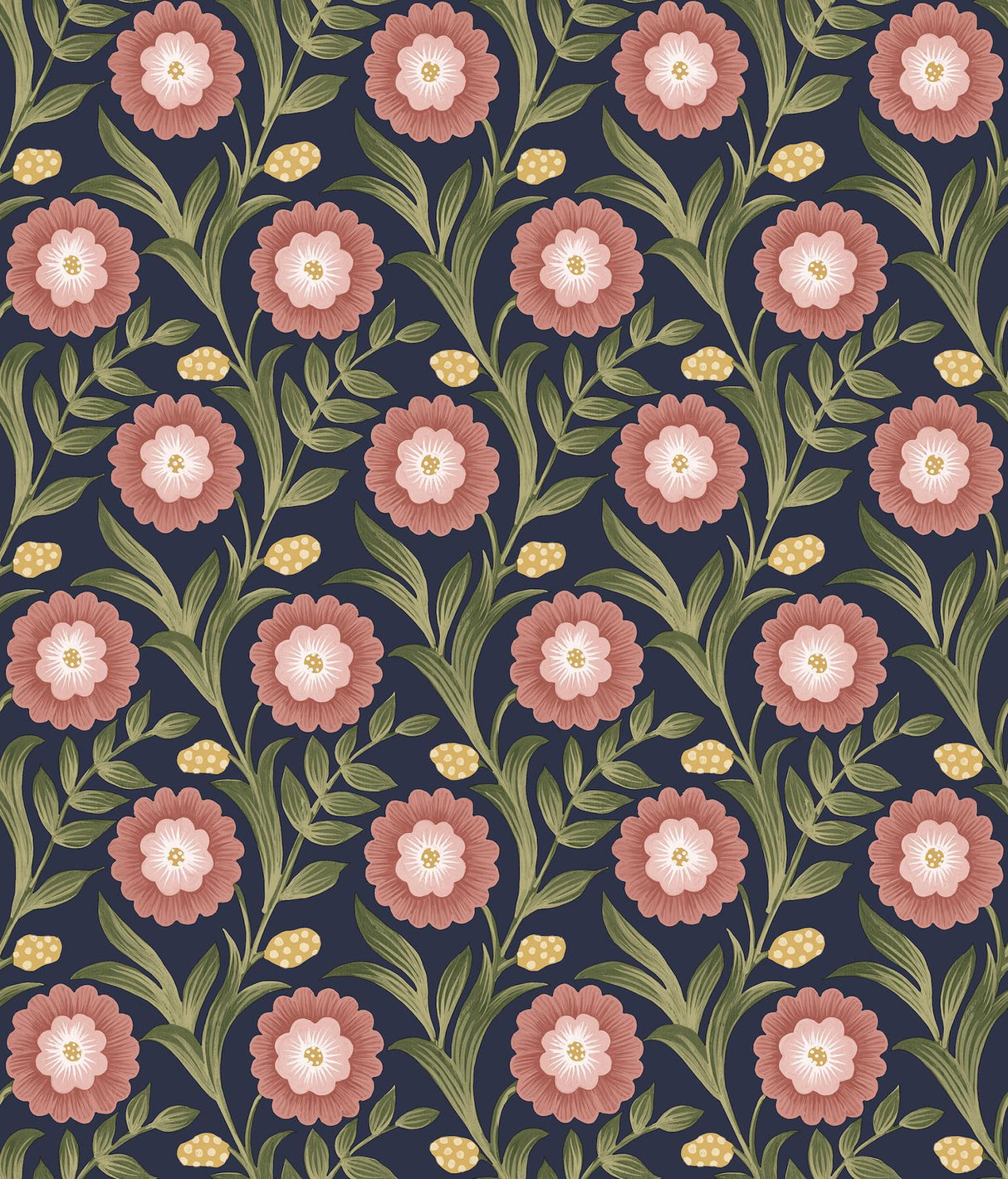 York Wallcoverings Lillian Blue Floral Vine Peel & Stick Pink Wallpaper
