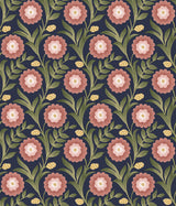 York Wallcoverings Lillian Blue Floral Vine Peel & Stick Pink Wallpaper