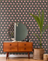 York Wallcoverings Lillian Blue Floral Vine Peel & Stick Pink Wallpaper