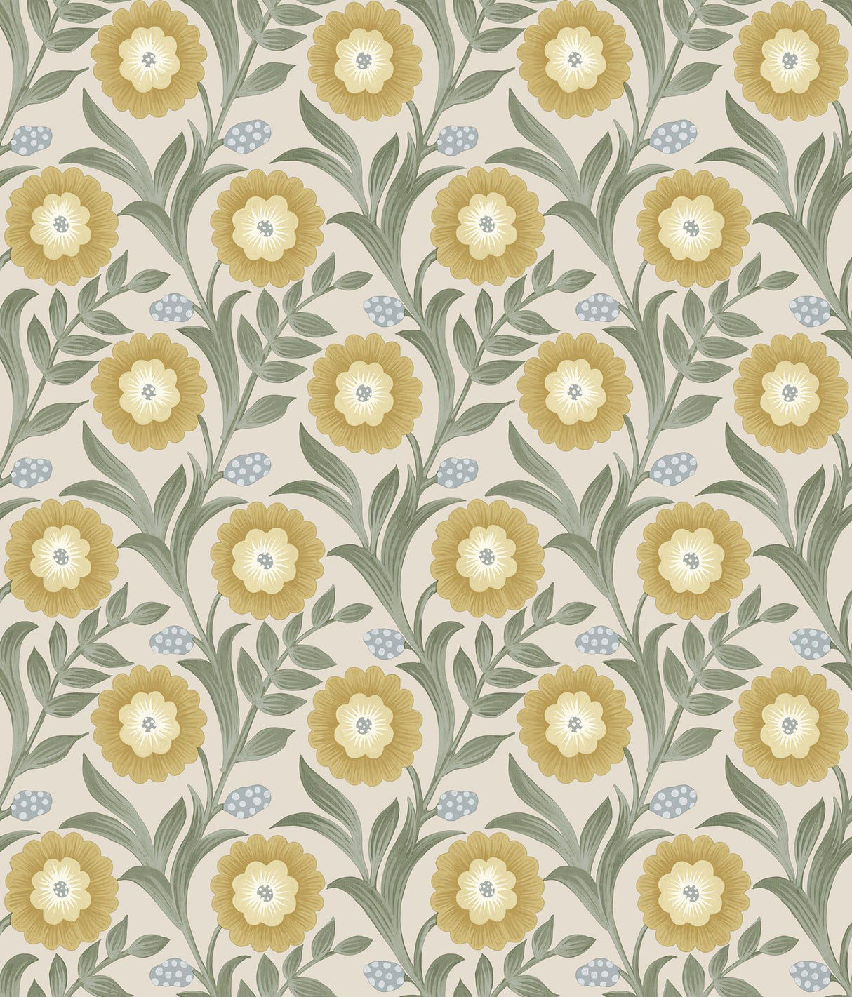 York Wallcoverings Lillian Sage Floral Vine Peel & Stick Yellow Wallpaper