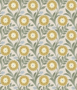 York Wallcoverings Lillian Sage Floral Vine Peel & Stick Yellow Wallpaper