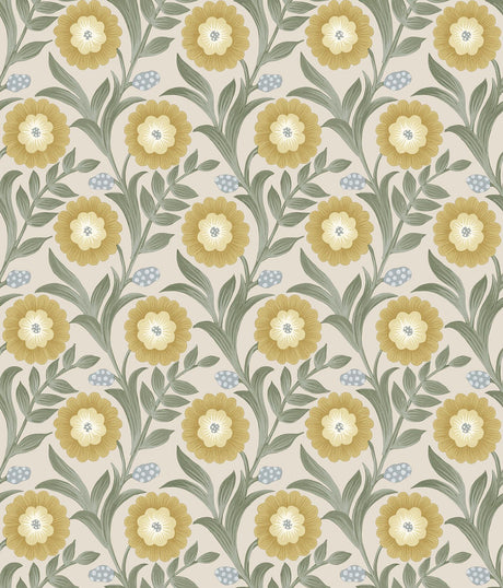 York Wallcoverings Lillian Sage Floral Vine Peel & Stick Yellow Wallpaper