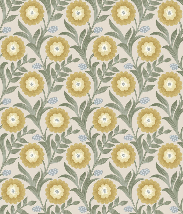 York Wallcoverings Lillian Sage Floral Vine Peel & Stick Yellow Wallpaper