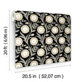 York Wallcoverings Lillian Black Floral Vine Peel & Stick Beige Wallpaper