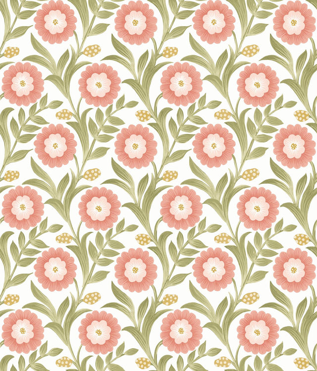 York Wallcoverings Lillian Pink Floral Vine Peel & Stick Pink Wallpaper