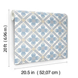 York Wallcoverings Mimi Blue Quilted Floral Peel & Stick Blue Wallpaper