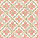 York Wallcoverings Mimi Coral Quilted Floral Peel & Stick Pink Wallpaper
