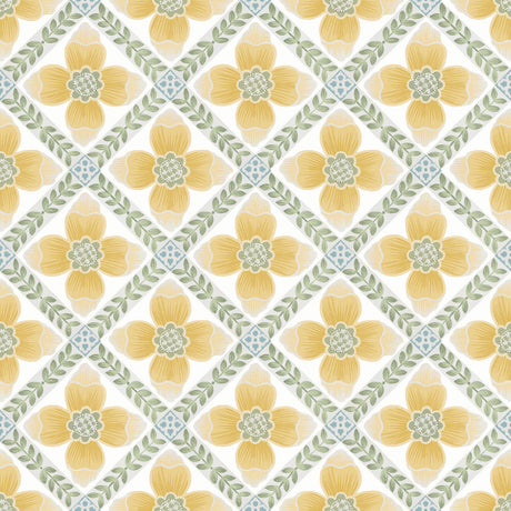 York Wallcoverings Mimi Yellow Quilted Floral Peel & Stick Yellow Wallpaper