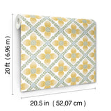 York Wallcoverings Mimi Yellow Quilted Floral Peel & Stick Yellow Wallpaper