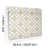 York Wallcoverings Mimi Neutral Quilted Floral Peel & Stick Beige Wallpaper